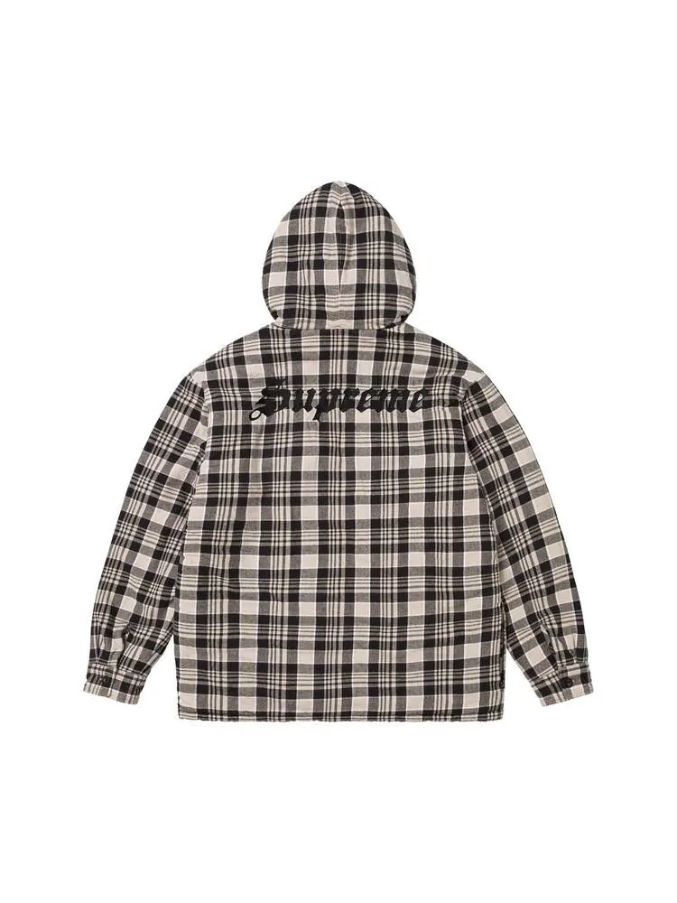 Рубашка Supreme Lined Zip Up Hooded Flannel Shirt 'Light Tan' — изображение 2 из 2, бежевый
