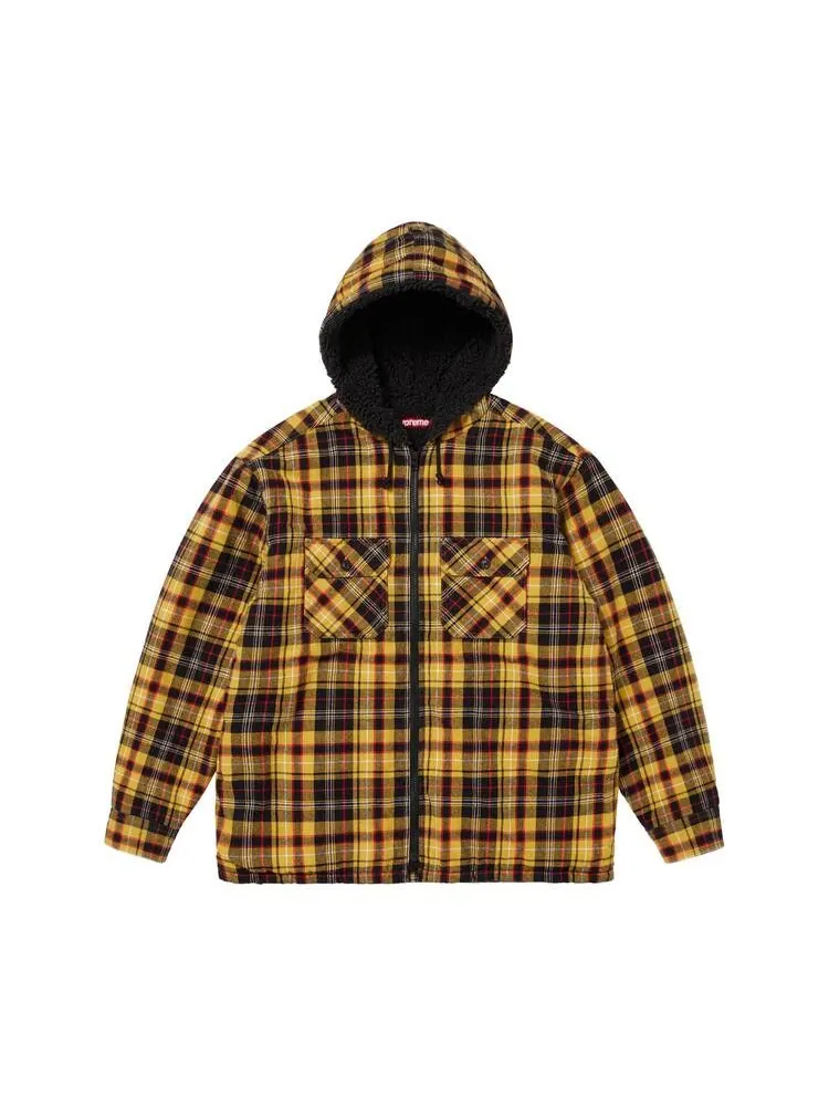 Рубашка Supreme Lined Zip Up Hooded Flannel Shirt 'Yellow' — изображение 1 из 2, желтый