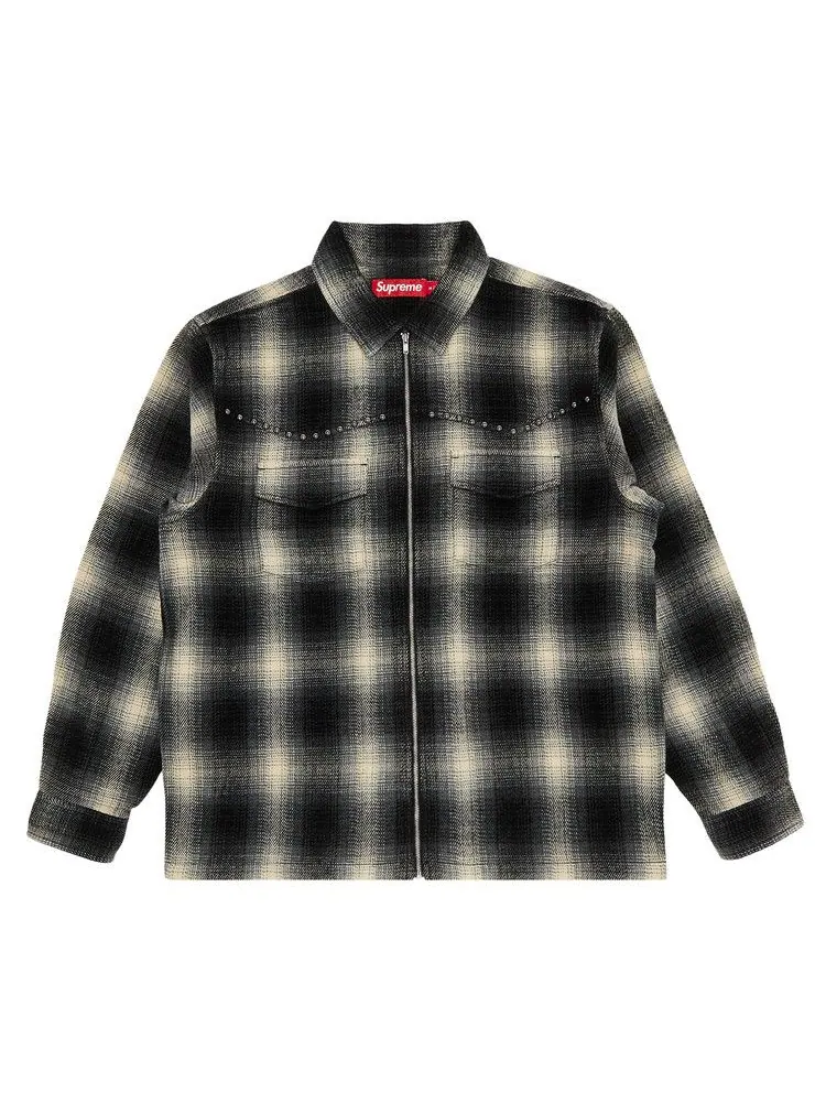 Рубашка Supreme Studded Shadow Plaid Zip Up Shirt — изображение 1 из 3, черный