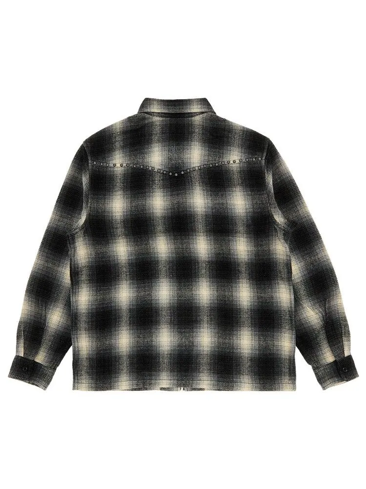 Рубашка Supreme Studded Shadow Plaid Zip Up Shirt — изображение 2 из 3, черный