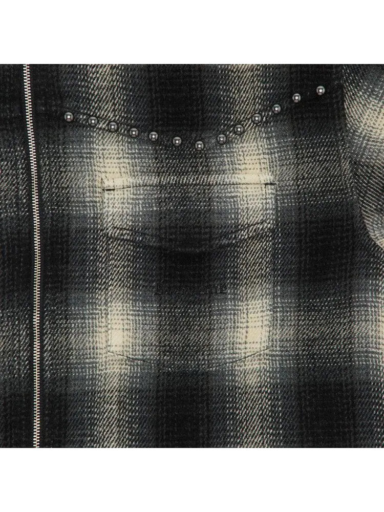 Рубашка Supreme Studded Shadow Plaid Zip Up Shirt — изображение 3 из 3, черный