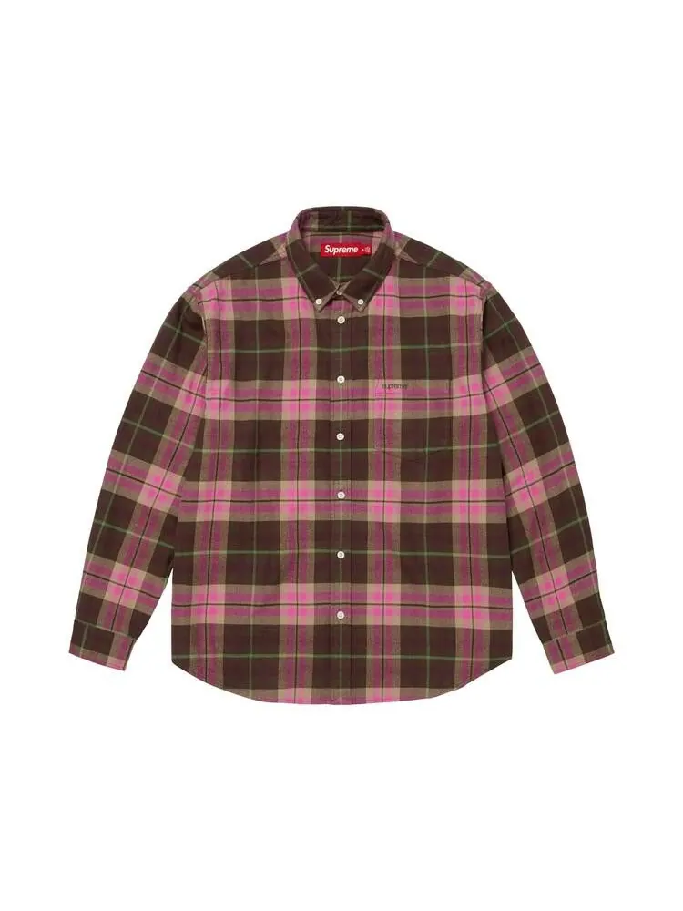 Рубашка Supreme Plaid Flannel Shirt — изображение 1 из 1, коричневый