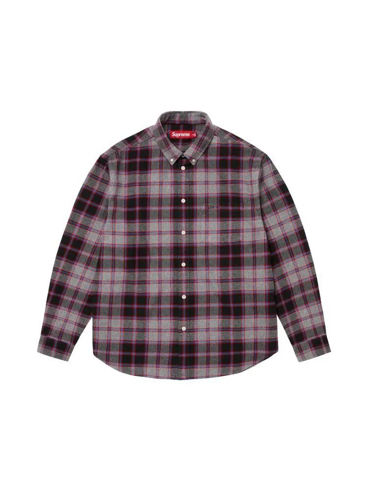 Рубашка Supreme Plaid Flannel Shirt — изображение 1 из 1, серый