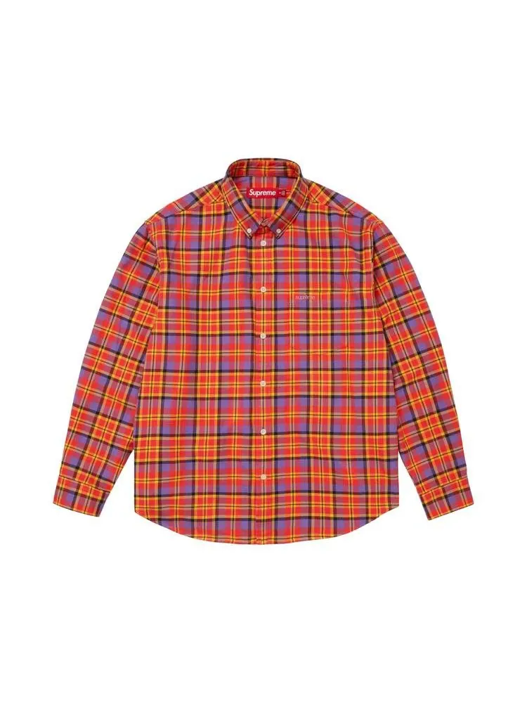 Рубашка Supreme Plaid Flannel Shirt — изображение 1 из 1, оранжевый