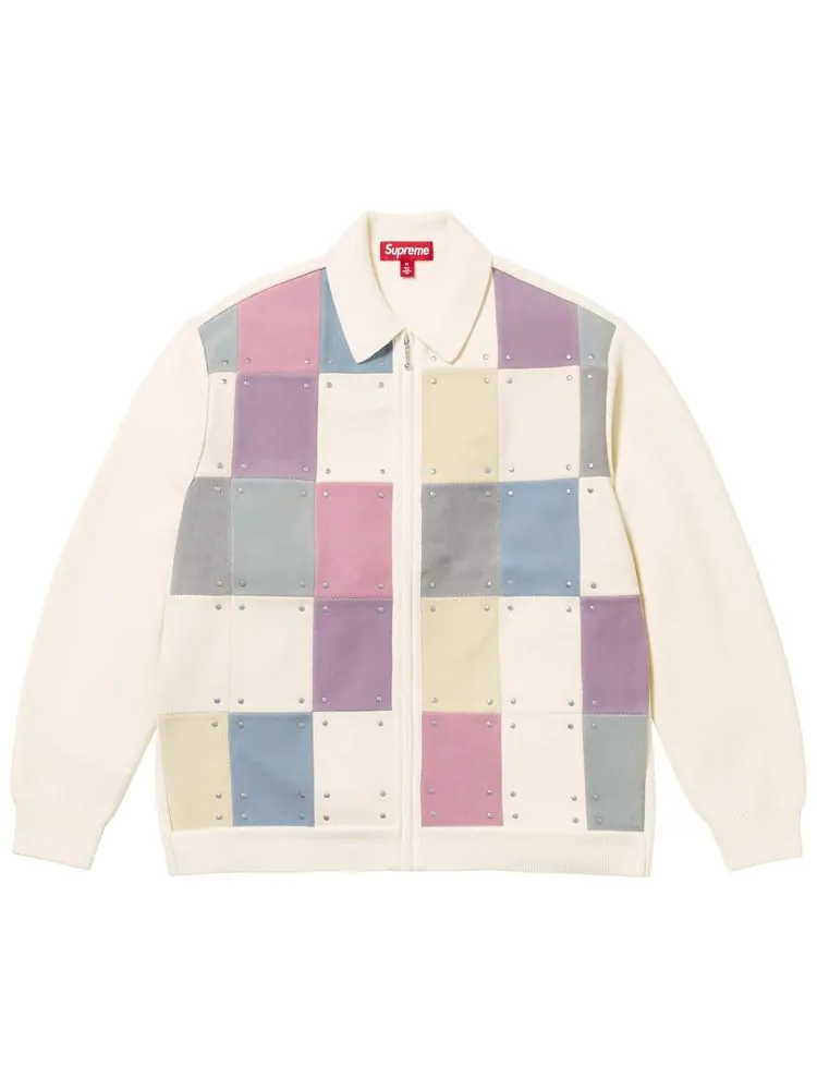 Кардиган Supreme из замши с заклепками и застежкой на молнию