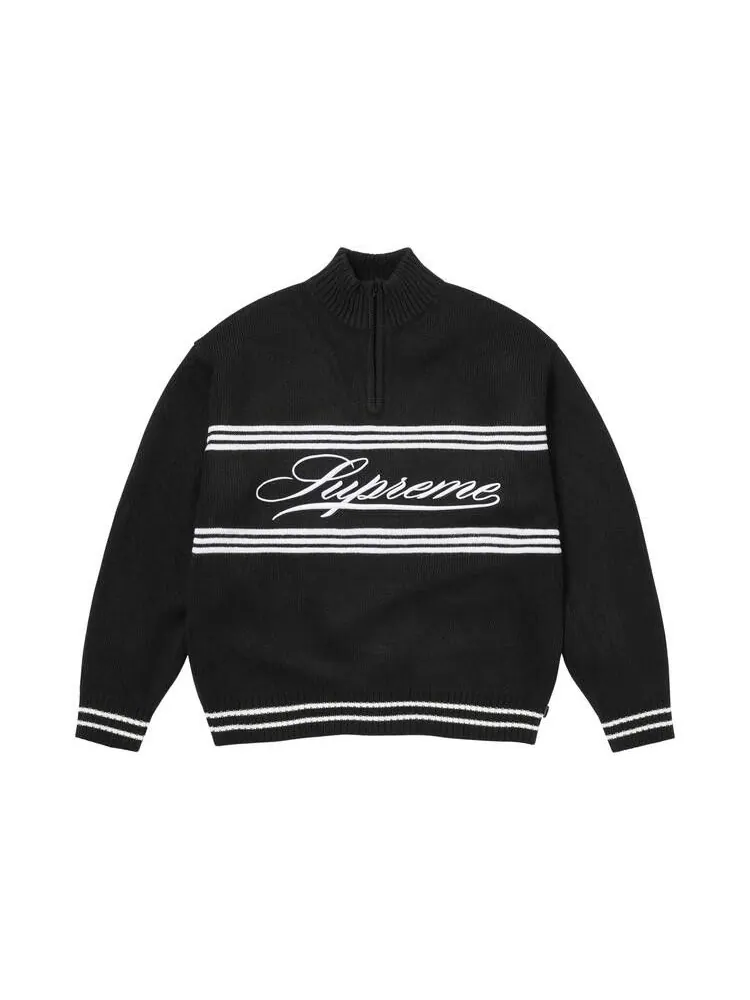 Свитер Supreme Script Stripe Half Zip Sweater