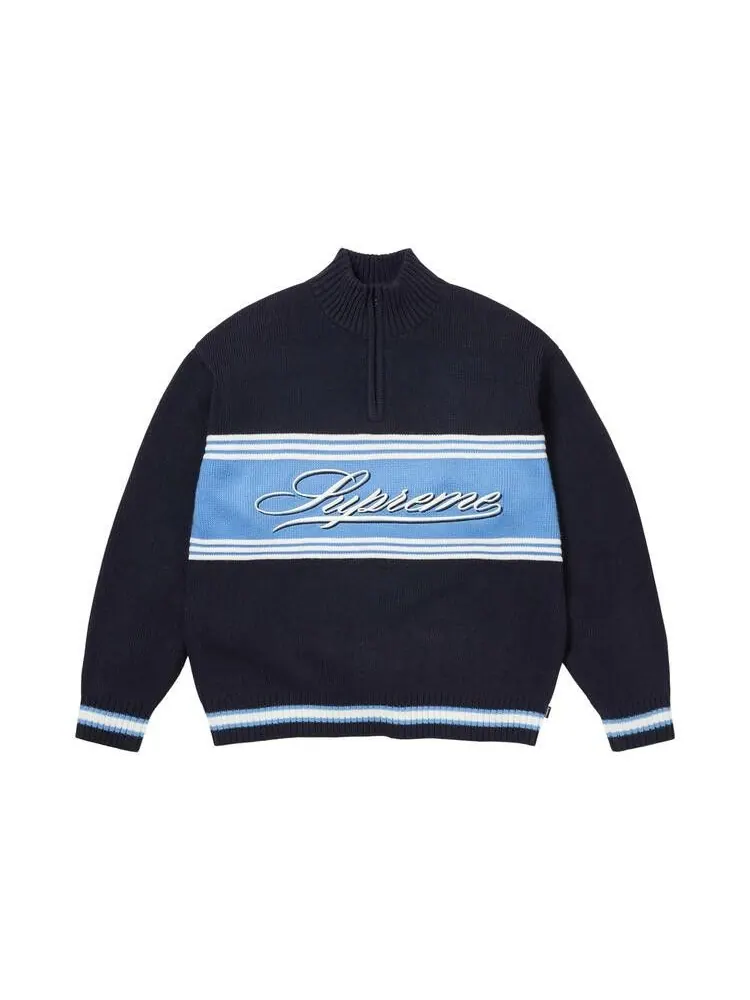 Свитер Supreme Script Stripe Half Zip Sweater