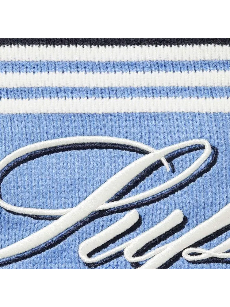 Свитер Supreme Script Stripe Half Zip Sweater — изображение 2 из 2, темно-синий