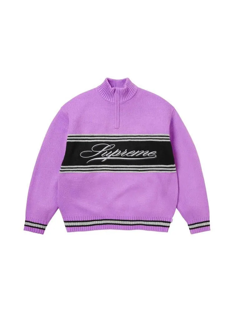 Свитер Supreme Script Stripe Half Zip Sweater