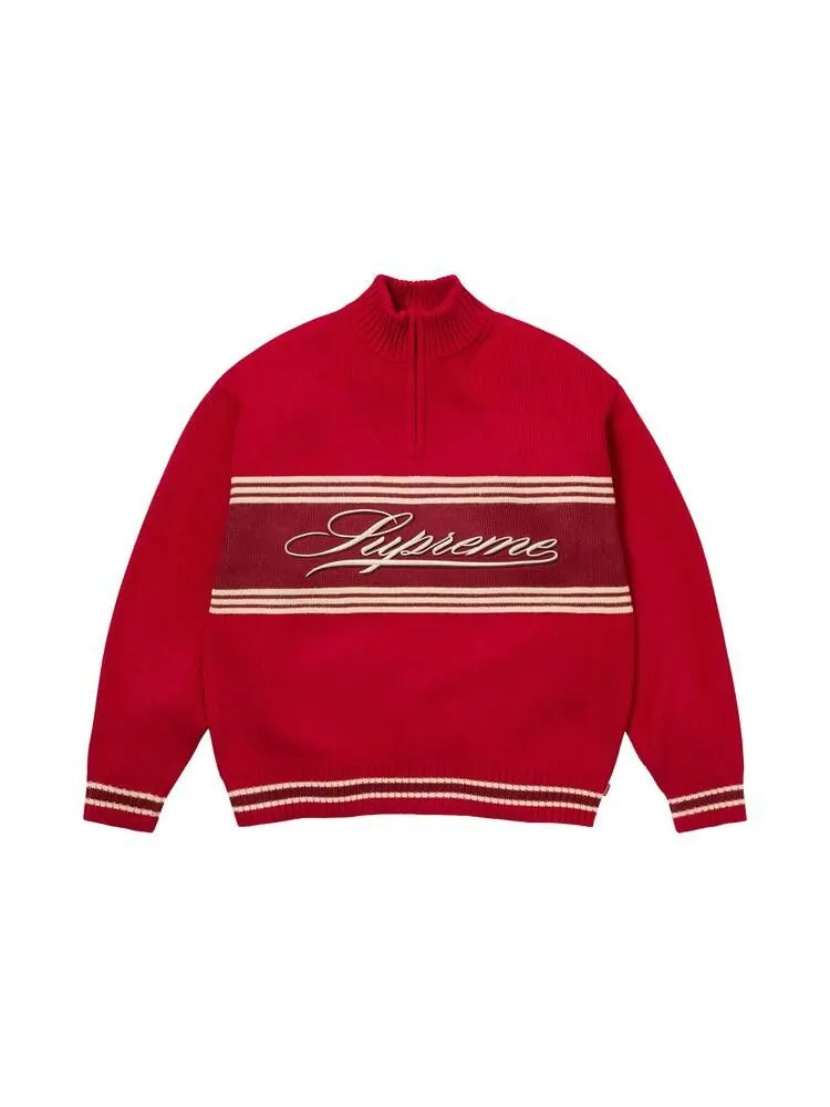 Свитер Supreme Script Stripe Half Zip Sweater