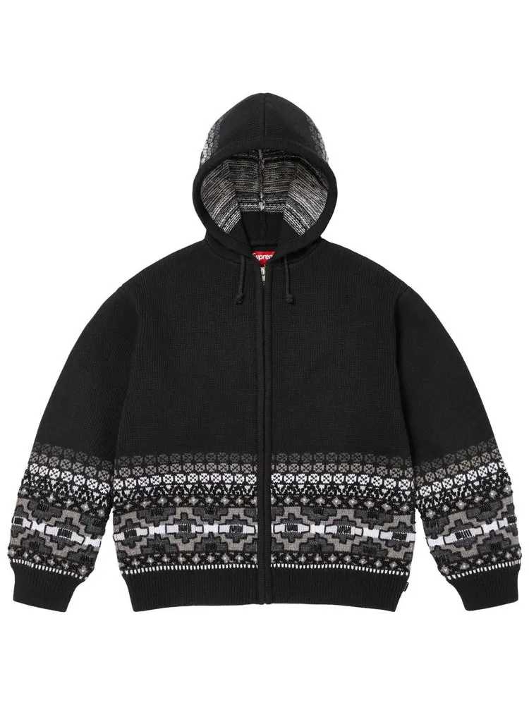 Свитер Supreme с капюшоном на молнии и бисером