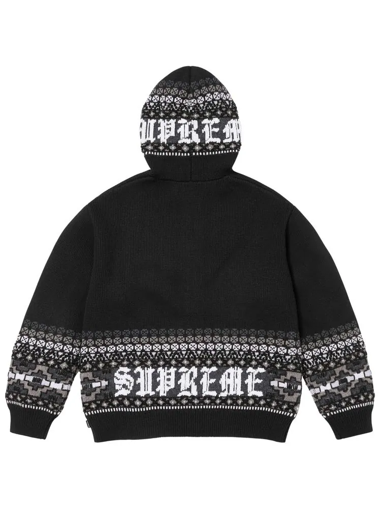 Свитер Supreme с капюшоном на молнии и бисером — изображение 2 из 2, черный