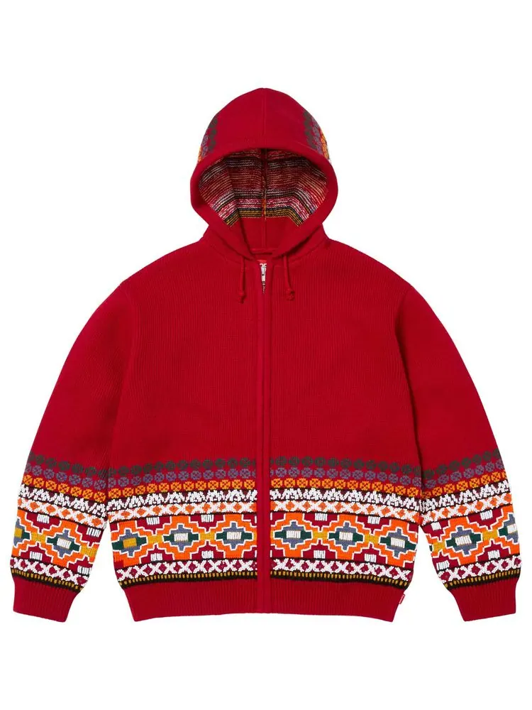 Свитер Supreme с капюшоном на молнии и бисером