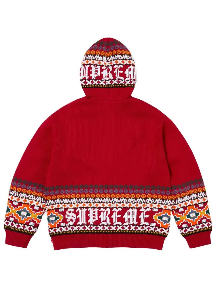 Свитер Supreme с капюшоном на молнии и бисером — изображение 2 из 2, красный