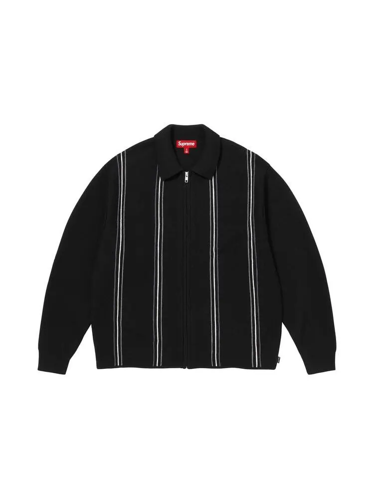Свитер Supreme Stripe Zip Up Polo Sweater