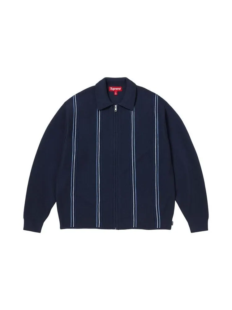 Свитер Supreme Stripe Zip Up Polo Sweater