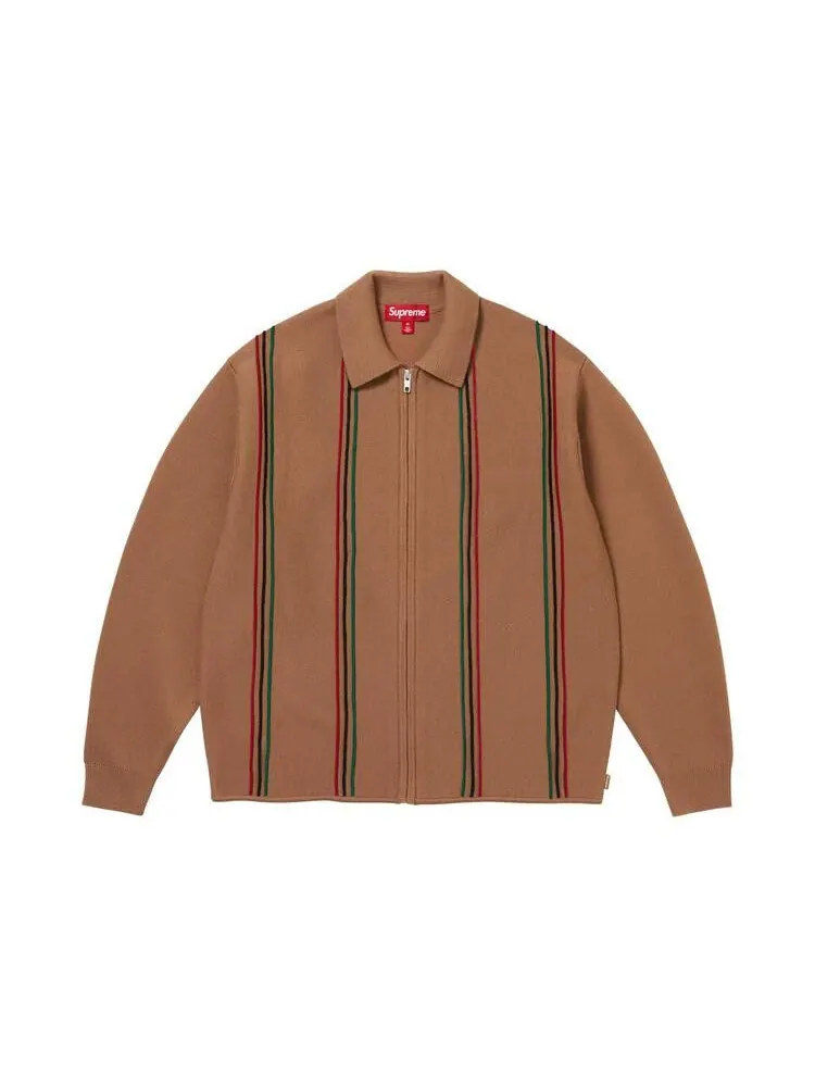Свитер Supreme Stripe Zip Up Polo Sweater