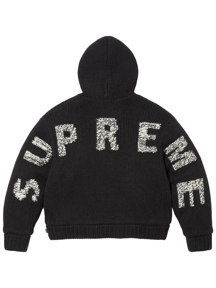 Свитер Supreme с капюшоном на молнии и подкладкой из искусственной овчины — изображение 2 из 2, черный