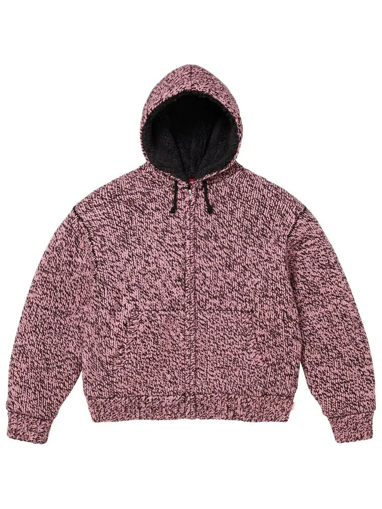 Свитер Supreme с капюшоном на молнии и подкладкой из искусственной овчины