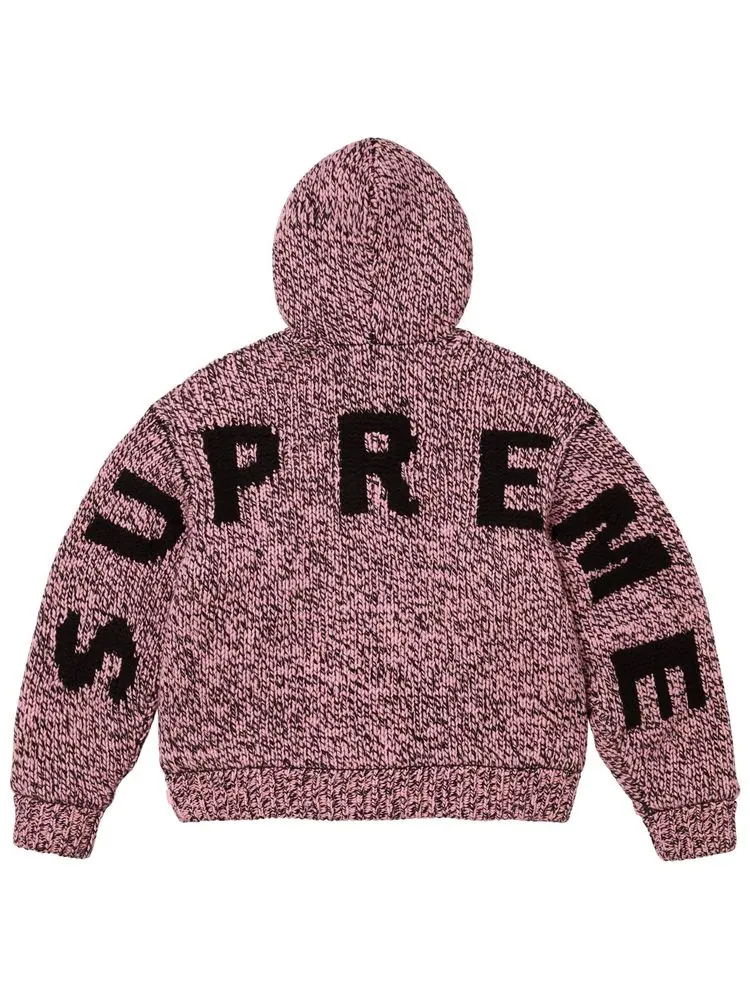 Свитер Supreme с капюшоном на молнии и подкладкой из искусственной овчины — изображение 2 из 2, розовый
