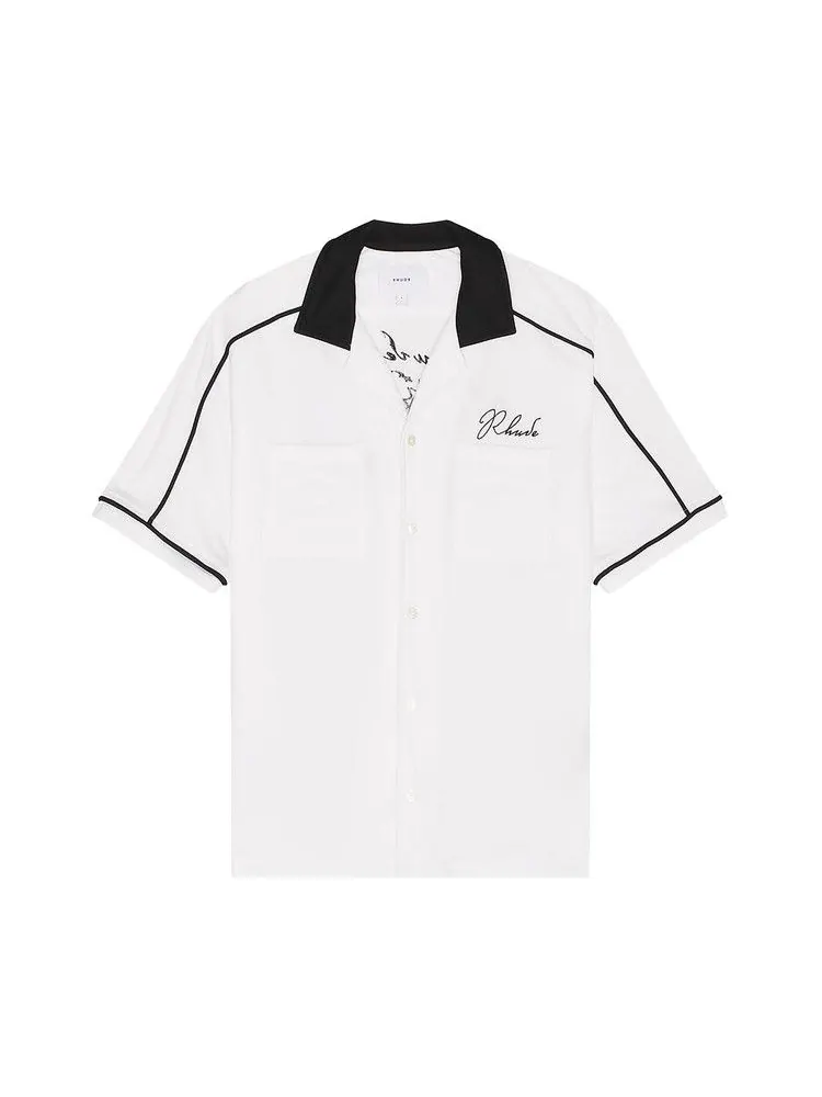 Рубашка Rhude Fonda Del Sol Bowling Shirt 'White/Black/Yellow'
