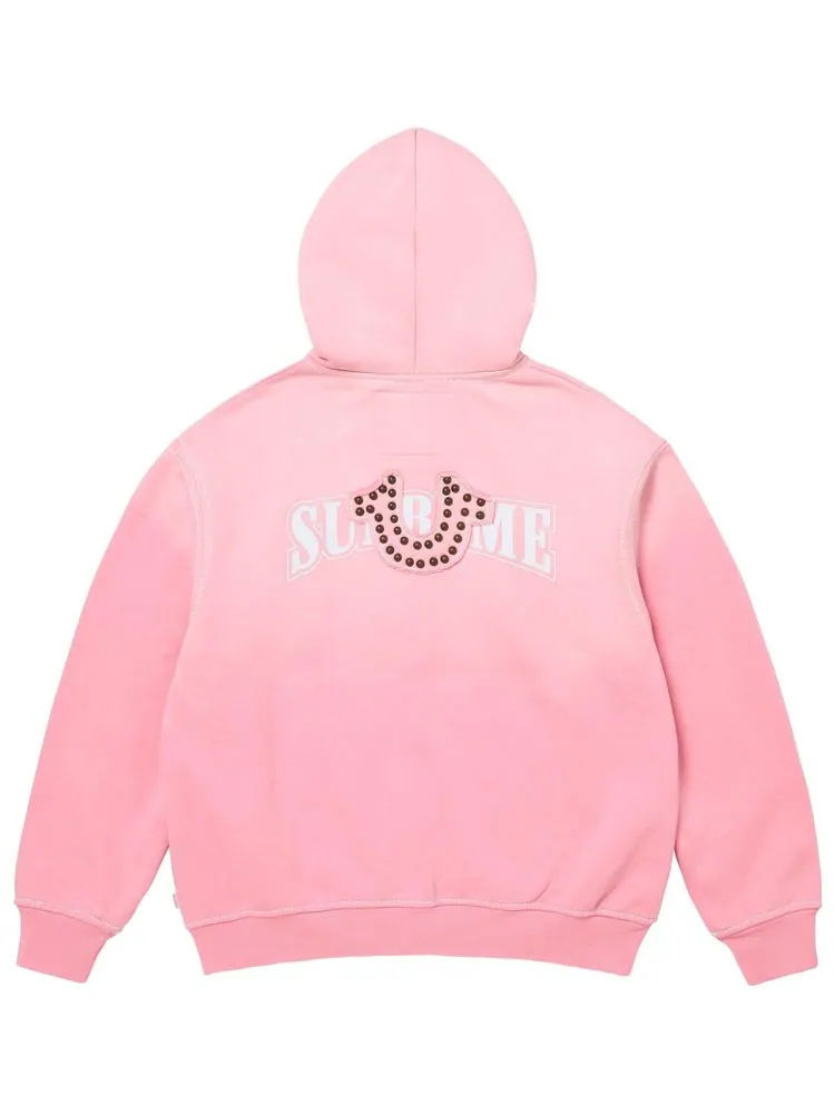 Толстовка Supreme x True Religion на молнии с капюшоном — изображение 2 из 2, розовый