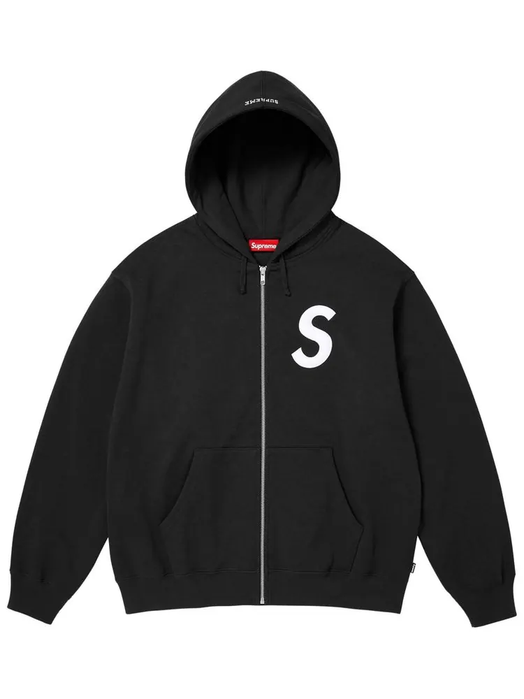 Толстовка Supreme с логотипом S на молнии и капюшоном — изображение 1 из 1, черный
