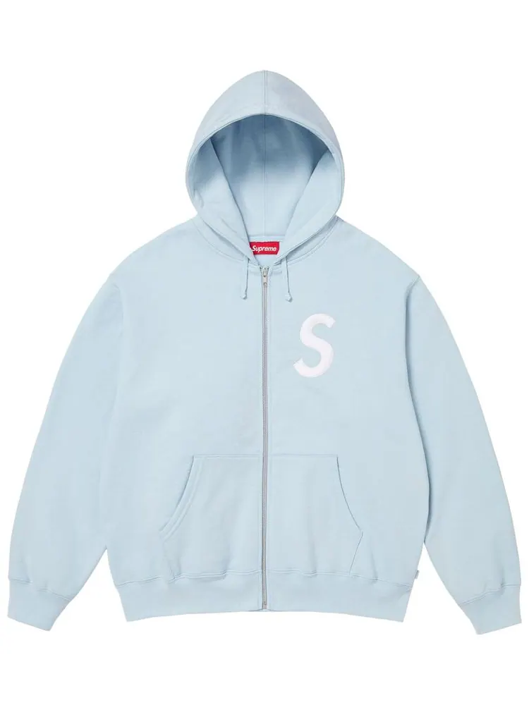 Толстовка Supreme с логотипом S на молнии и капюшоном — изображение 1 из 1, светло-голубая