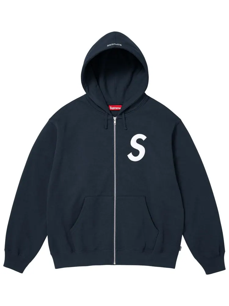 Толстовка Supreme с логотипом S на молнии и капюшоном — изображение 1 из 1, синий