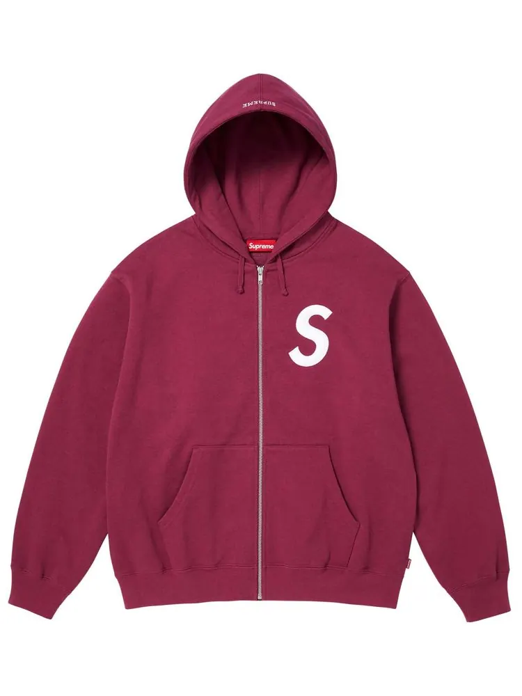 Толстовка Supreme с логотипом S на молнии и капюшоном — изображение 1 из 1, красный