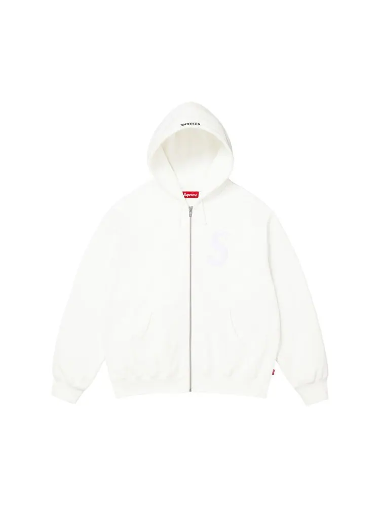 Толстовка Supreme с логотипом S на молнии и капюшоном — изображение 1 из 1, белый