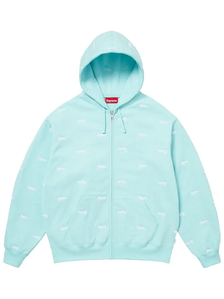 Толстовка Supreme Repeat Script на молнии с капюшоном — изображение 1 из 1, синий
