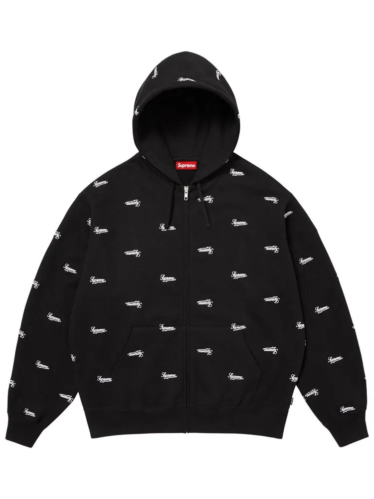 Толстовка Supreme Repeat Script на молнии с капюшоном — изображение 1 из 1, черный