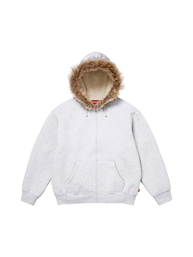 Толстовка Supreme Faux Fur Zip Up Hooded Sweatshirt — изображение 2 из 2, серый