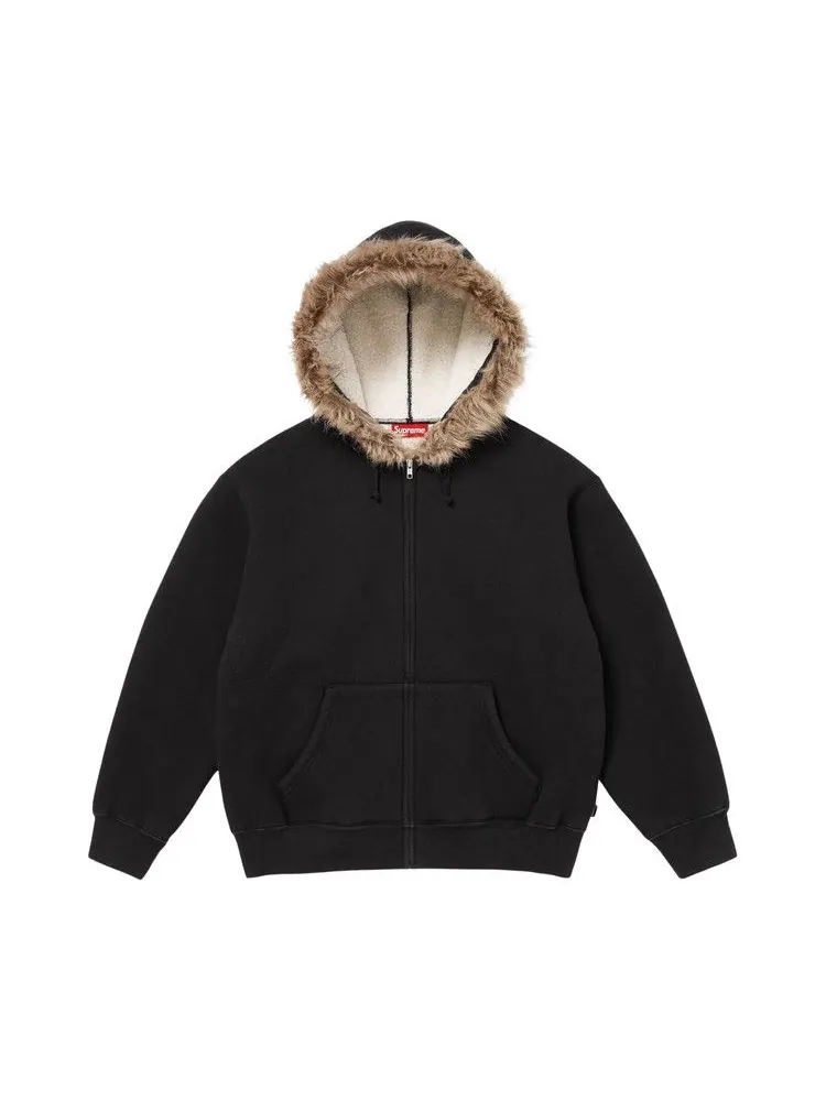Толстовка Supreme Faux Fur Zip Up Hooded Sweatshirt — изображение 2 из 2, черный
