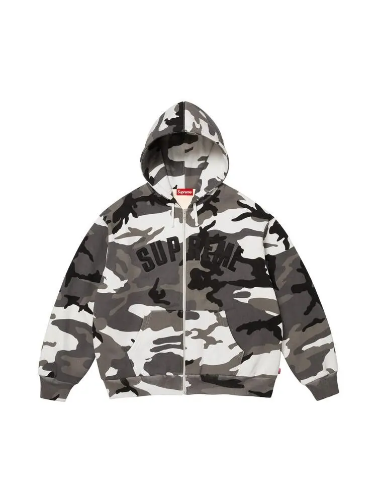 Толстовка Supreme Arc Thermal Lined Zip Up Hooded Sweatshirt 'Snow Camo' — изображение 1 из 2, белый