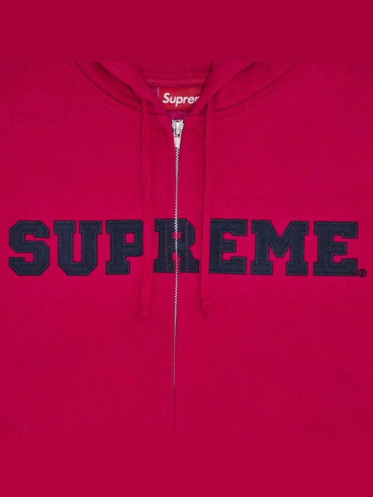 Толстовка Supreme Collegiate Appliqué Zip Up Hooded Sweatshirt — изображение 2 из 2, фуксия