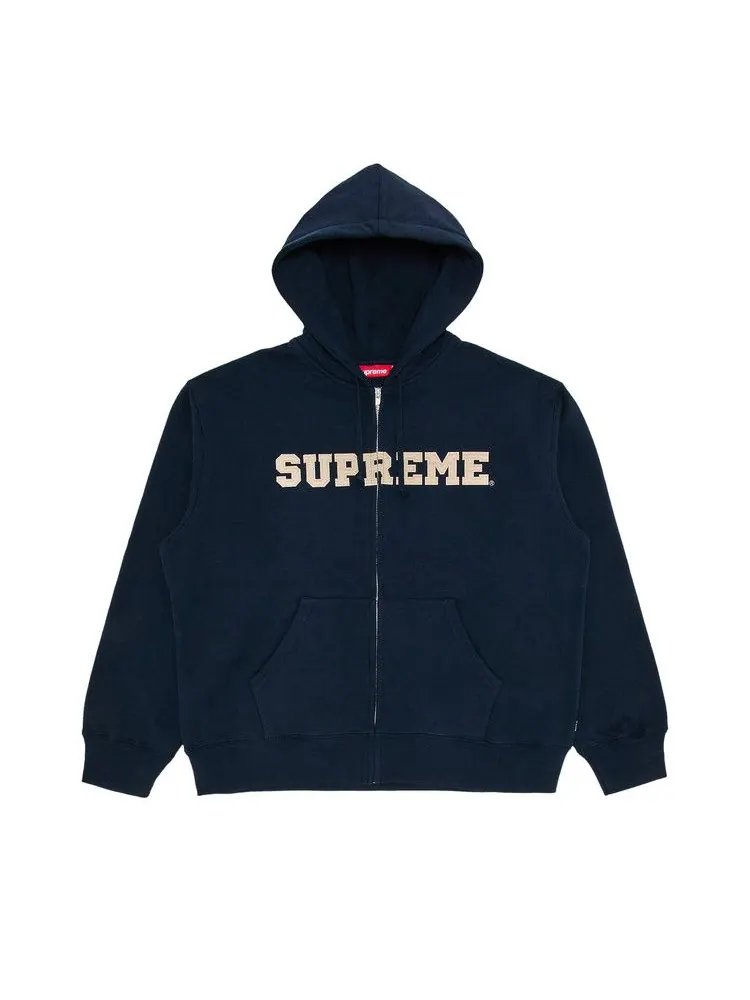 Толстовка Supreme Collegiate Appliqué Zip Up Hooded Sweatshirt — изображение 1 из 2, темно-синий