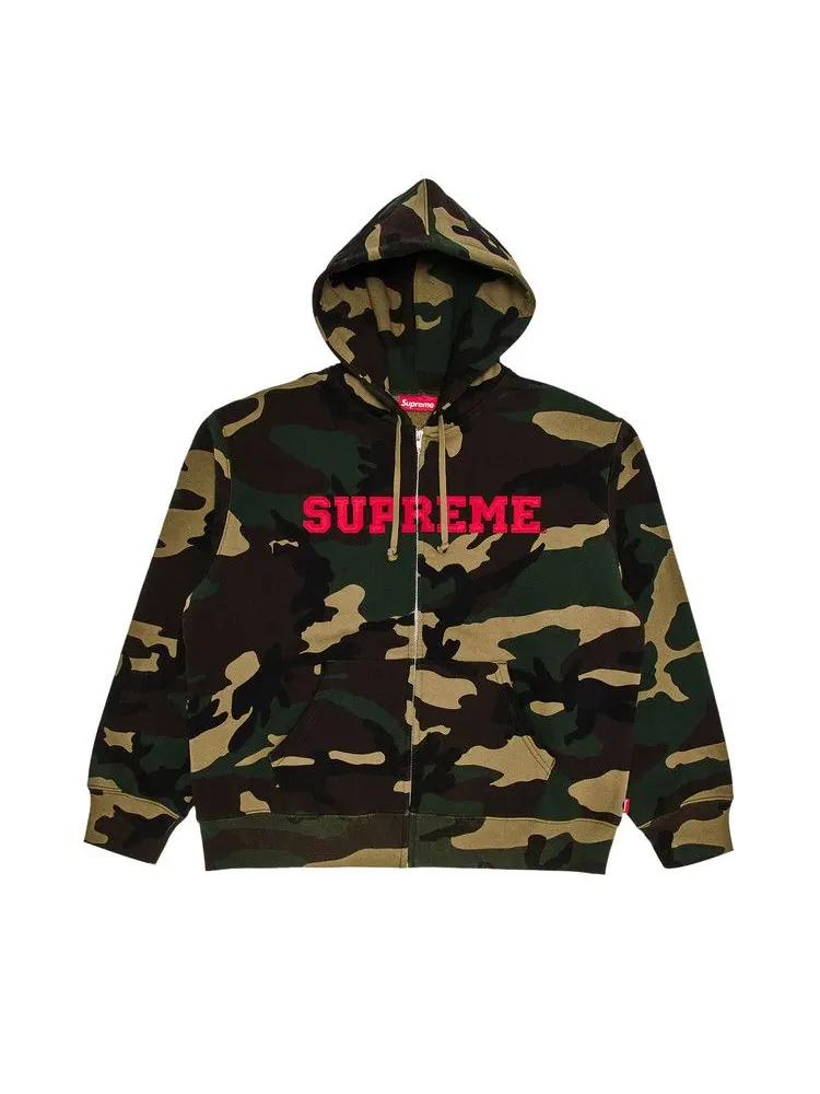 Толстовка Supreme Collegiate Appliqué Zip Up Hooded Sweatshirt, Woodland Camo — изображение 1 из 2, мульти