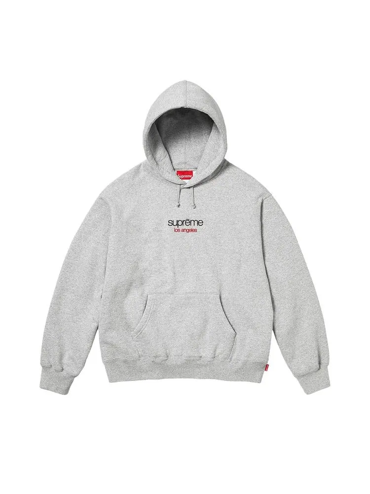 Толстовка Supreme Classic Logo Los Angeles Hooded Sweatshirt 'Heather Grey' — изображение 1 из 1, серый