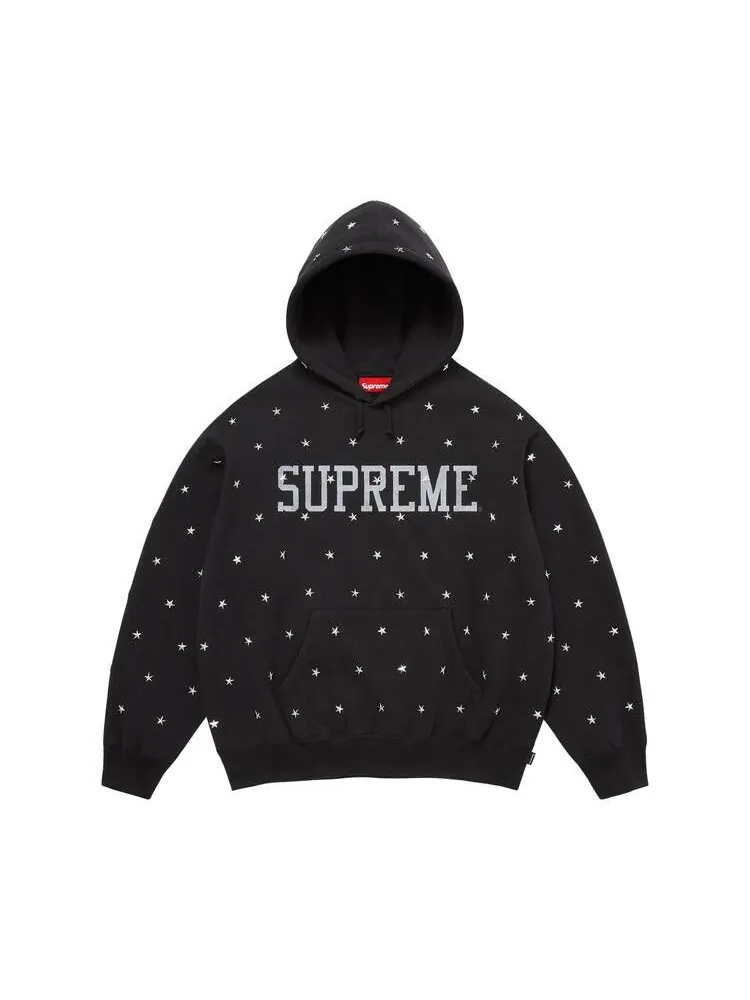 Толстовка Supreme Stars Studded Hooded Sweatshirt 'Black' — изображение 1 из 1, черный