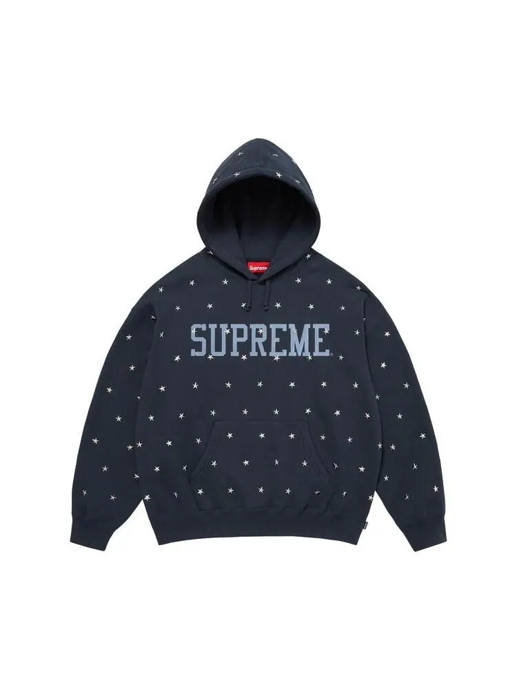 Толстовка Supreme Stars Studded Hooded Sweatshirt 'Navy' — изображение 1 из 1, синий