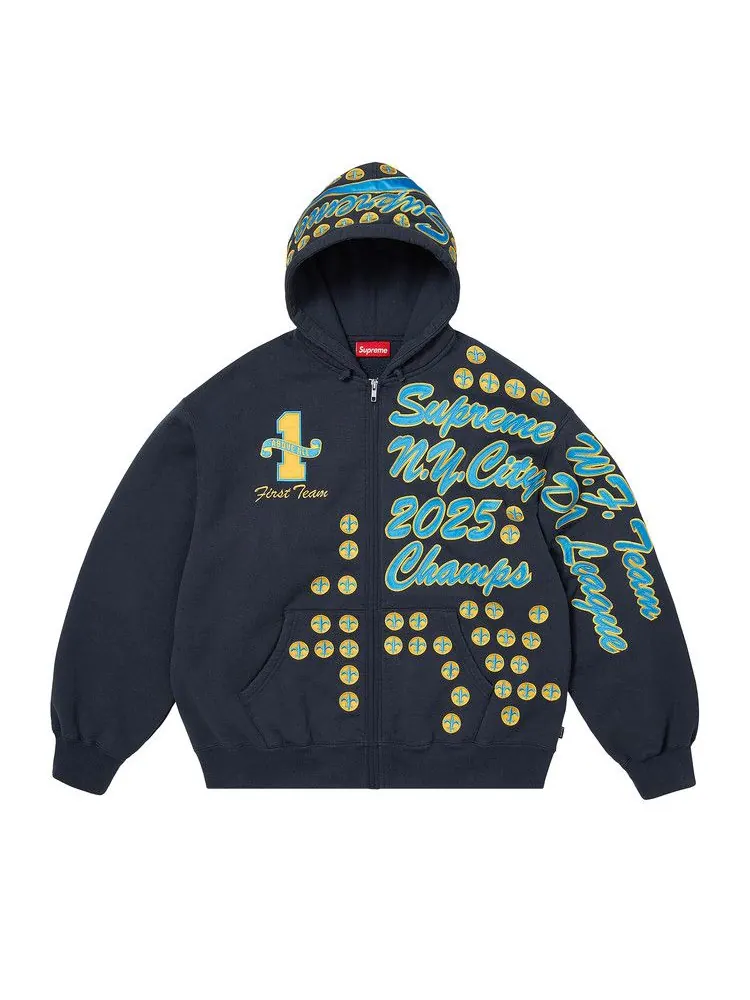 Толстовка Supreme League Champs Zip Up Hooded Sweatshirt — изображение 1 из 3, темно-синий