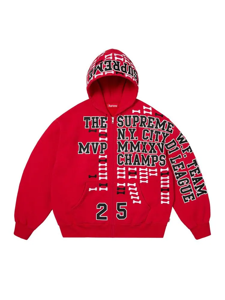 Толстовка Supreme League Champs Zip Up Hooded Sweatshirt — изображение 1 из 3, красный
