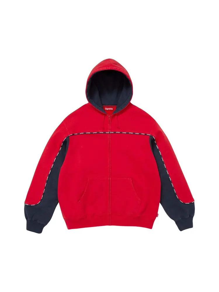 Толстовка Supreme Piping Zip Up Hooded Sweatshirt — изображение 1 из 3, красный