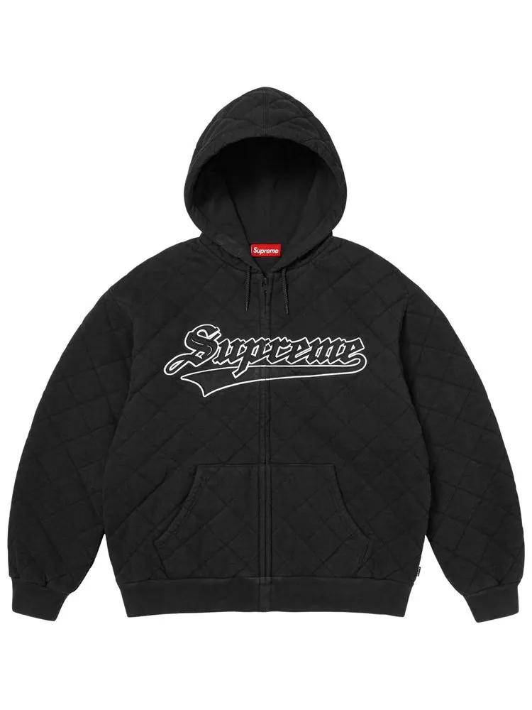 Стеганая толстовка Supreme на молнии с капюшоном — изображение 1 из 1, черный