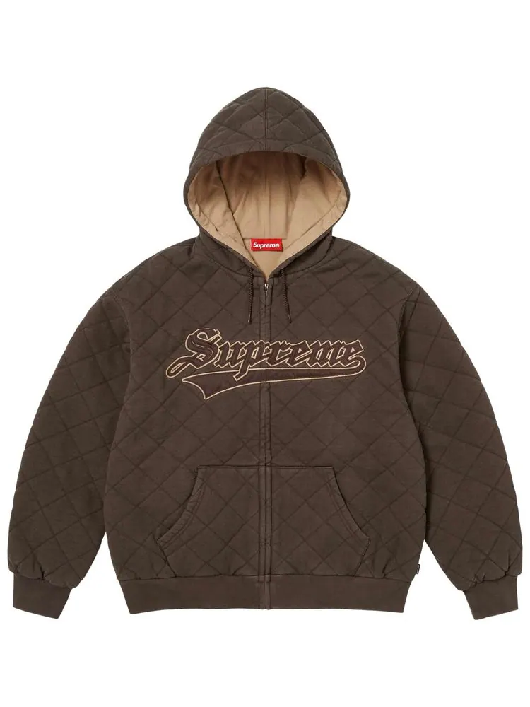 Стеганая толстовка Supreme на молнии с капюшоном — изображение 1 из 1, коричневый