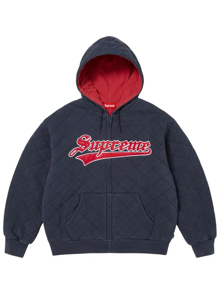 Стеганая толстовка Supreme на молнии с капюшоном — изображение 1 из 1, синий