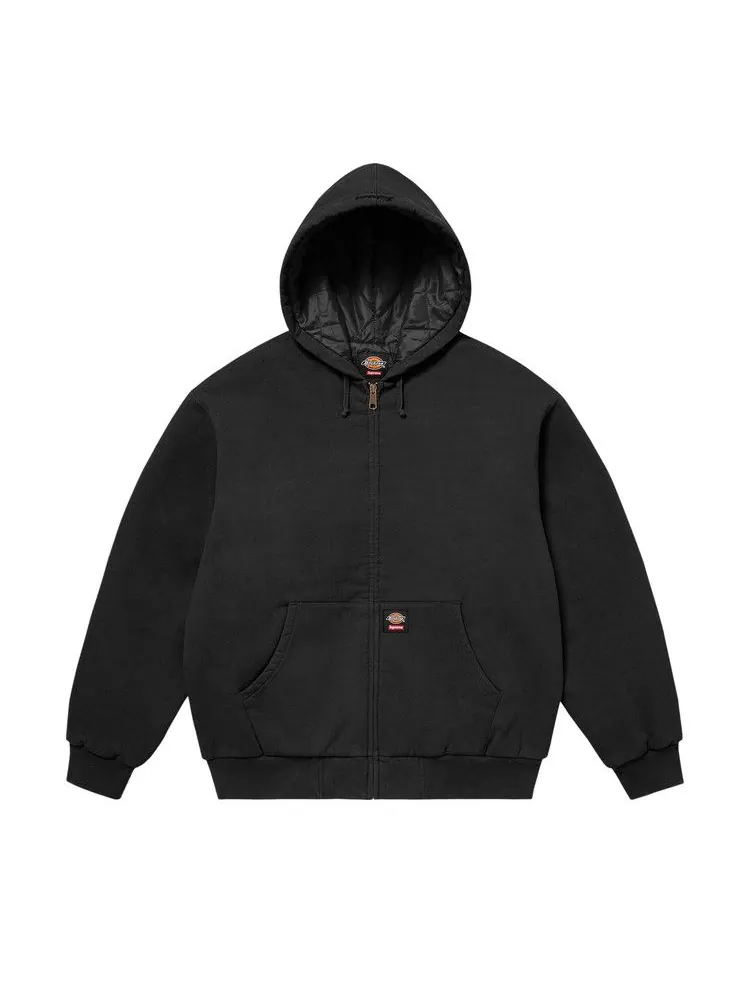 Толстовка Supreme x Dickies Quilted Lined Zip Up Hooded Sweatshirt — изображение 1 из 3, черный