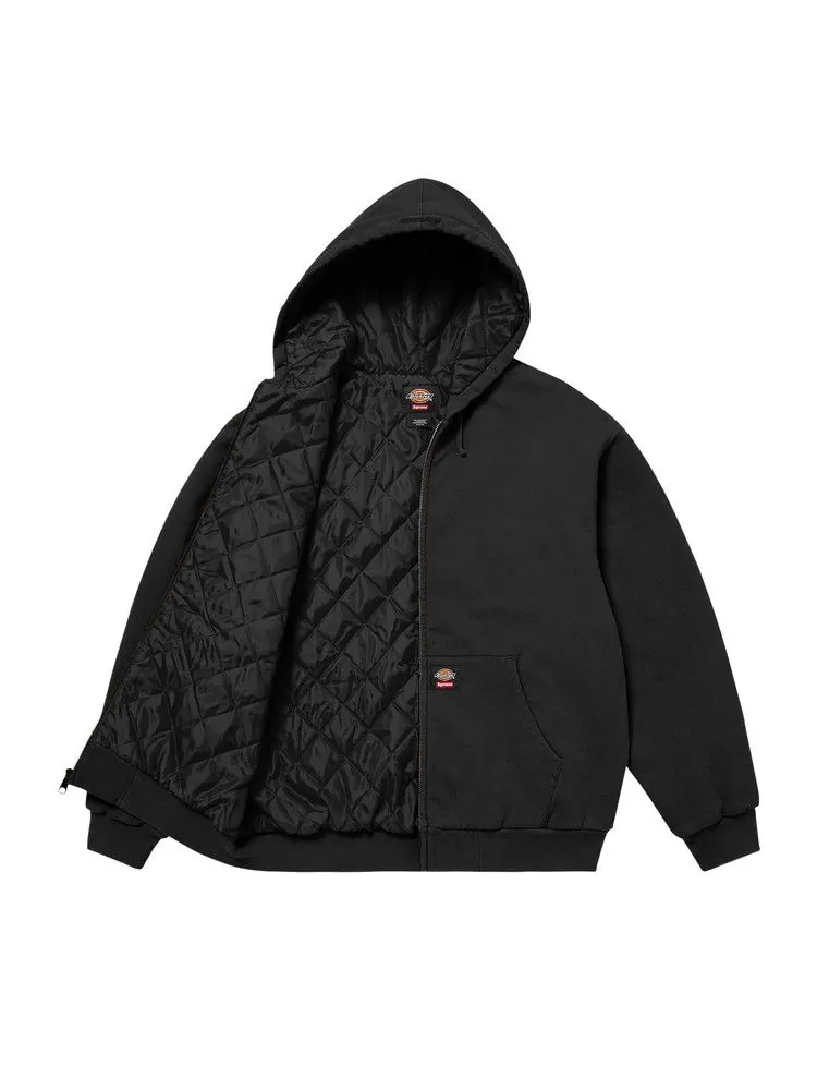 Толстовка Supreme x Dickies Quilted Lined Zip Up Hooded Sweatshirt — изображение 2 из 3, черный
